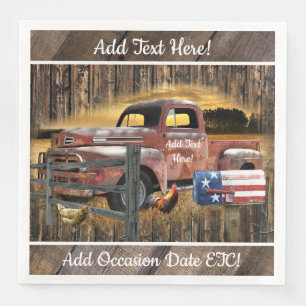 Antique Red Truck Vintage Red Truck Farm Truck Napkin