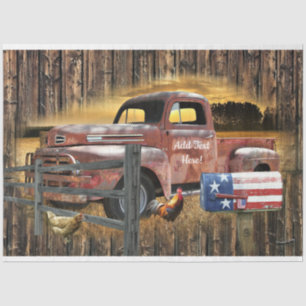 Antique Red Truck Vintage Red Truck Farm Truck Tissue Paper