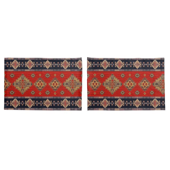 Antique Red Turkish Kilim Carpet Rug Pillowcase (Back-Set)