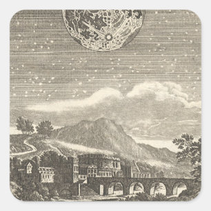 Antique Renaissance Era Moon by Allain Mallet Square Sticker