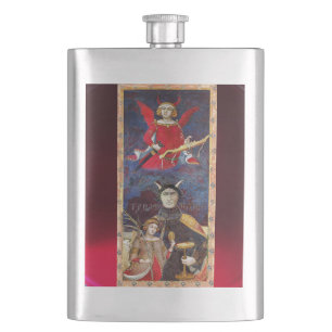 ANTIQUE RENAISSANCE TAROT 15 -THE DEVIL HIP FLASK