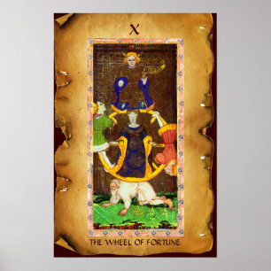 ANTIQUE RENAISSANCE TAROTS 10/THE WHEEL OF FORTUNE POSTER