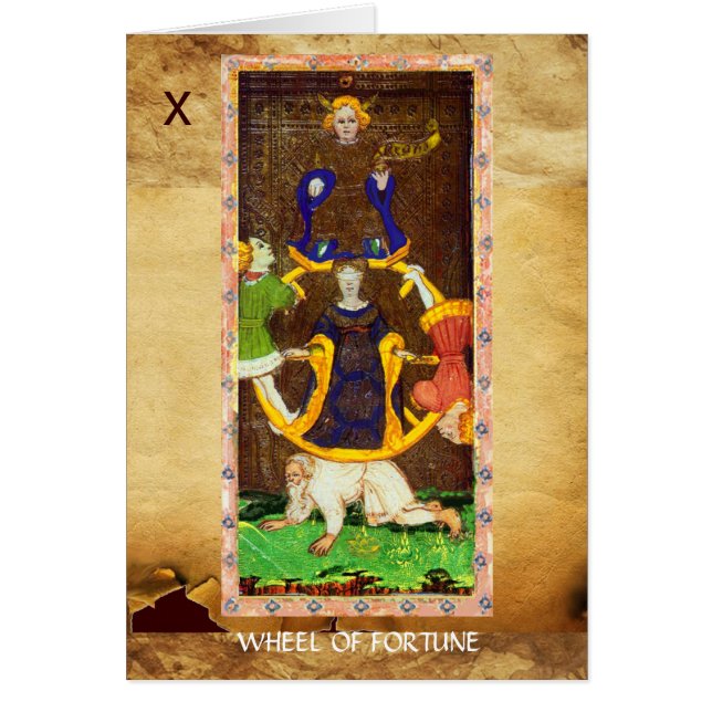 ANTIQUE RENAISSANCE TAROTS 10 /WHEEL OF FORTUNE (Front)