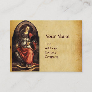 ANTIQUE RENAISSANCE TAROTS 11 FORTITUDE PARCHMENT BUSINESS CARD