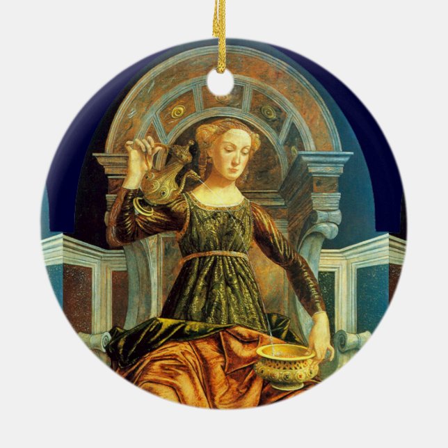 ANTIQUE RENAISSANCE TAROTS 14 / TEMPERANCE CERAMIC TREE DECORATION (Back)