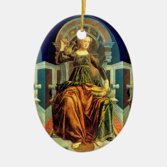 ANTIQUE RENAISSANCE TAROTS 14 / TEMPERANCE CERAMIC TREE DECORATION (Front)