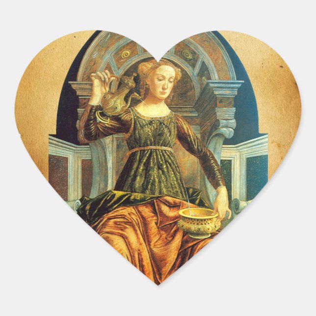 ANTIQUE RENAISSANCE TAROTS 14 TEMPERANCE Heart Heart Sticker (Front)