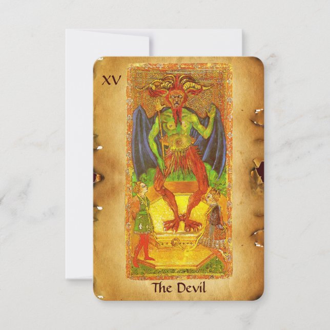 ANTIQUE RENAISSANCE TAROTS 15 / THE DEVIL ANNOUNCEMENT (Front)