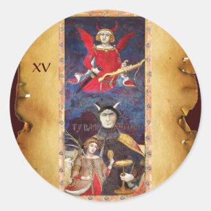 ANTIQUE RENAISSANCE TAROTS 15 / THE DEVIL CLASSIC ROUND STICKER