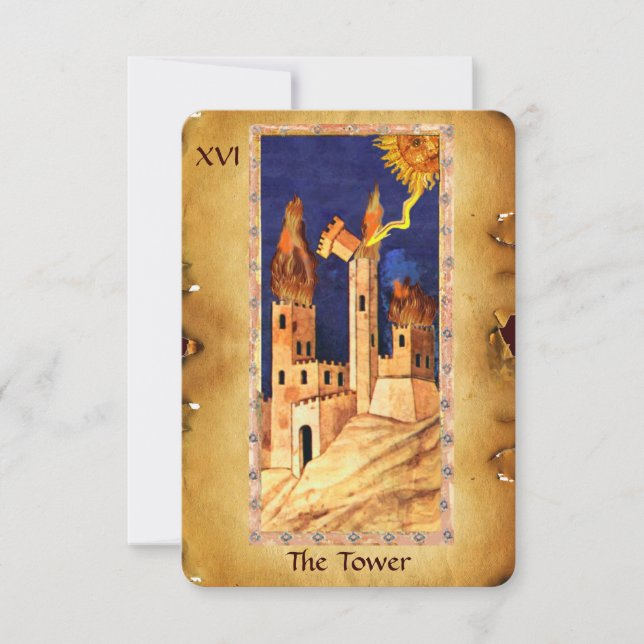 ANTIQUE RENAISSANCE TAROTS 16 / THE TOWER ANNOUNCEMENT (Front)
