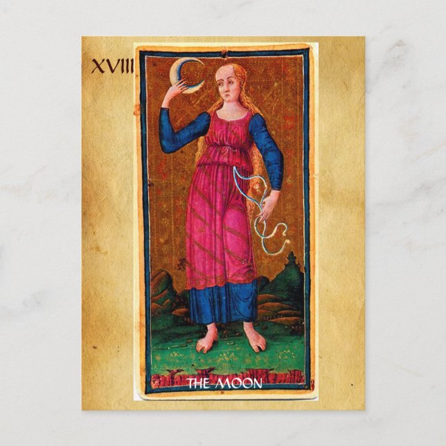 ANTIQUE RENAISSANCE TAROTS 18 / THE MOON POSTCARD (Front)