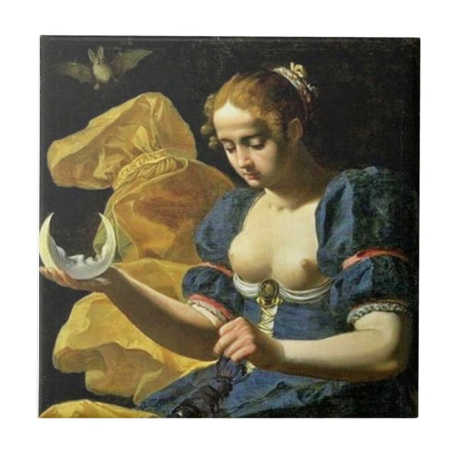 ANTIQUE RENAISSANCE TAROTS 18 /THE MOON TILE (Front)