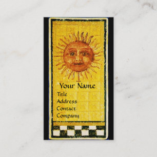 ANTIQUE RENAISSANCE TAROTS 19 /THE SUN Gold Metal Business Card