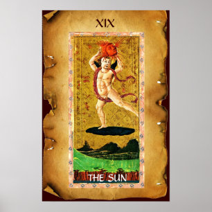 ANTIQUE RENAISSANCE TAROTS 19  / THE SUN POSTER