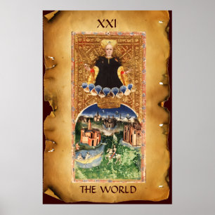 ANTIQUE RENAISSANCE TAROTS 21 / THE WORLD POSTER