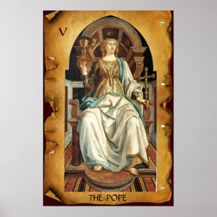 ANTIQUE RENAISSANCE TAROTS 5/ THE POPE Parchment Poster