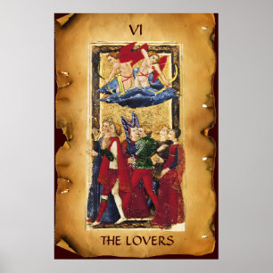 ANTIQUE RENAISSANCE TAROTS 6 / THE LOVERS POSTER