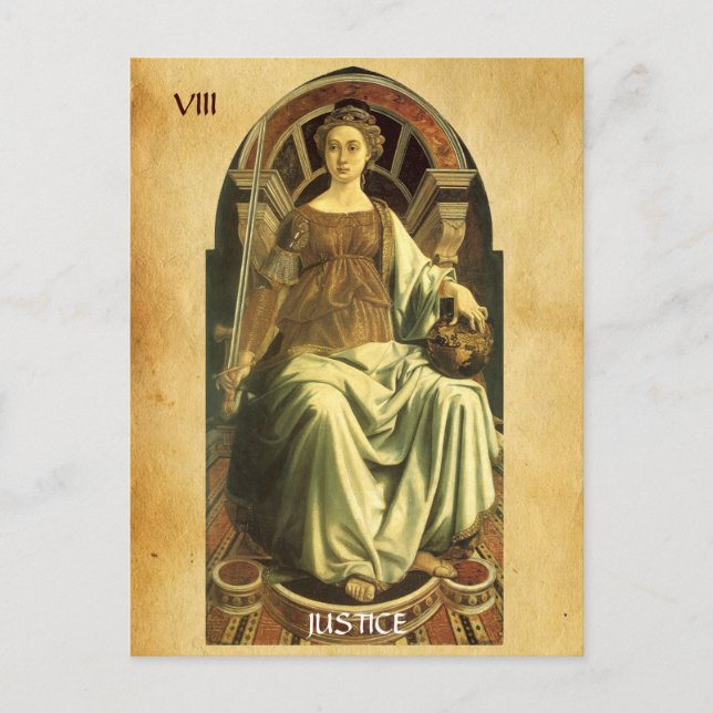ANTIQUE RENAISSANCE TAROTS 8/ JUSTICE POSTCARD (Front)
