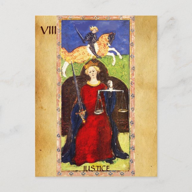ANTIQUE RENAISSANCE TAROTS 8 / JUSTICE POSTCARD (Front)