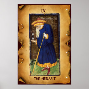 ANTIQUE RENAISSANCE TAROTS 9 / THE HERMIT POSTER
