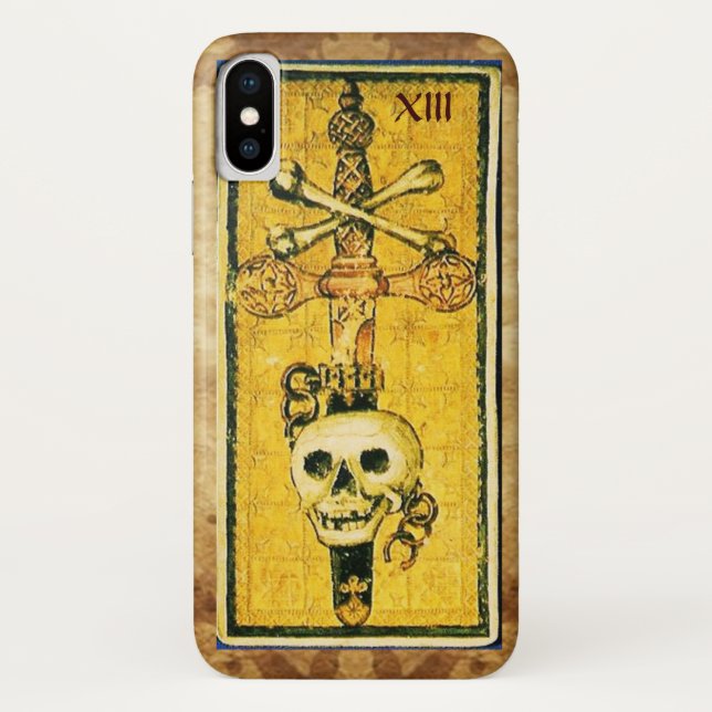 ANTIQUE RENAISSANCE TAROTS,ACE OF SWORDS Parchment Case-Mate iPhone Case (Back)