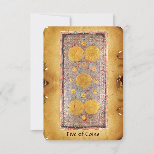 ANTIQUE RENAISSANCE TAROTS  / FIVE OF COINS (Front)