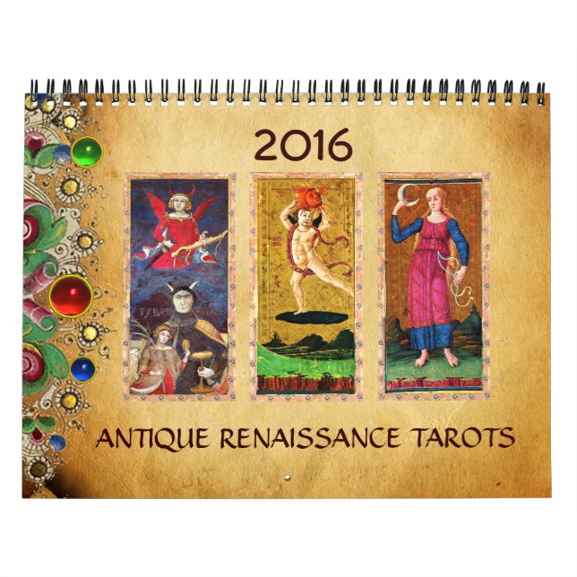 ANTIQUE RENAISSANCE TAROTS FLORAL PARCHMENT 2016 CALENDAR (Cover)