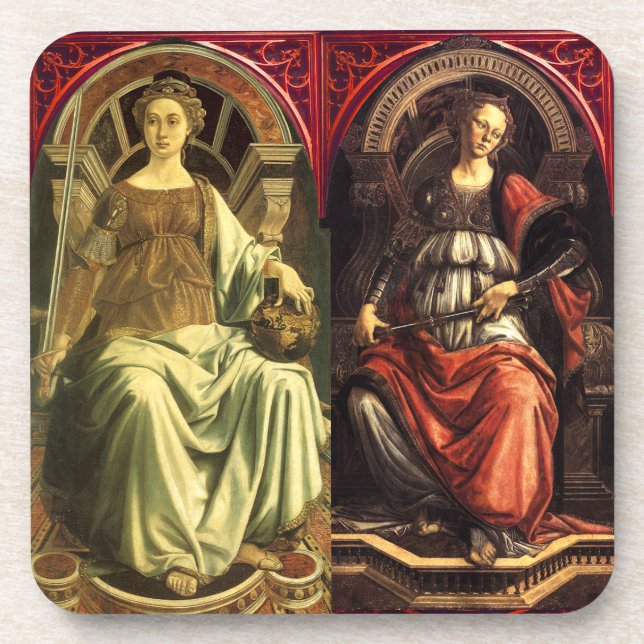 ANTIQUE RENAISSANCE TAROTS / JUSTICE -FORTITUDE COASTER (Front)