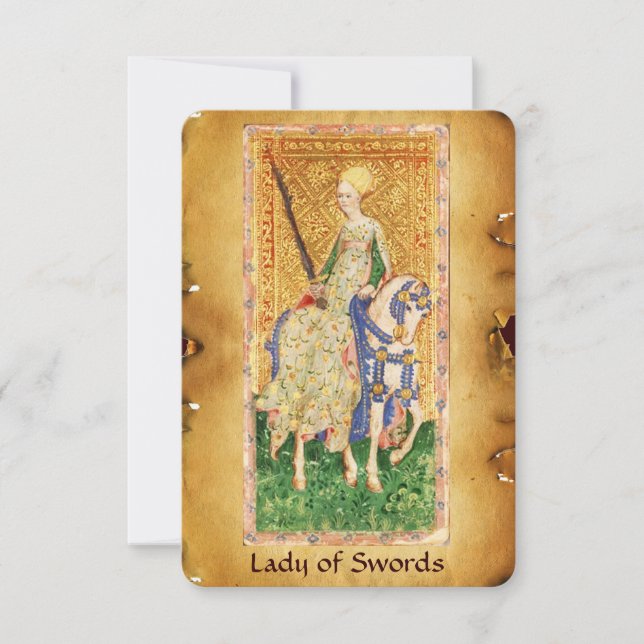 ANTIQUE RENAISSANCE TAROTS / LADY OF SWORDS ANNOUNCEMENT (Front)