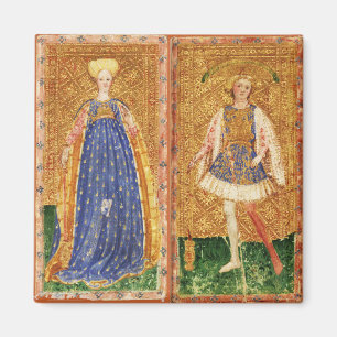 ANTIQUE RENAISSANCE TAROTS /MAID AND PAGE OF WANDS MAGNET