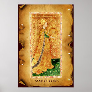 ANTIQUE RENAISSANCE TAROTS  / MAID OF COINS POSTER