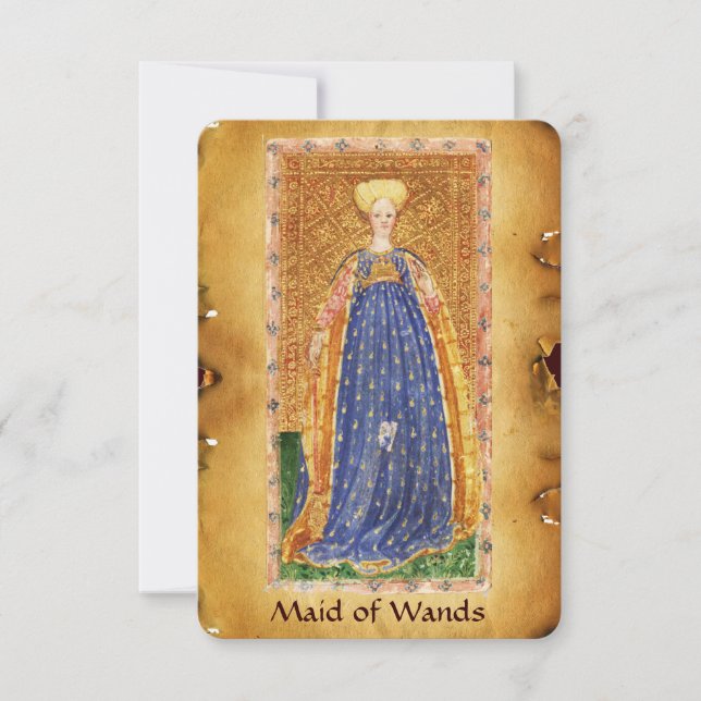 ANTIQUE RENAISSANCE TAROTS  / MAID OF THE WANDS (Front)