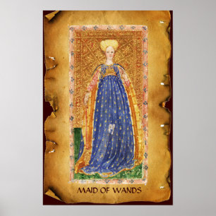 ANTIQUE RENAISSANCE TAROTS  / MAID OF WANDS POSTER