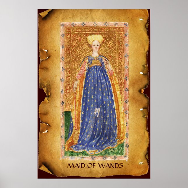 ANTIQUE RENAISSANCE TAROTS  / MAID OF WANDS POSTER (Front)