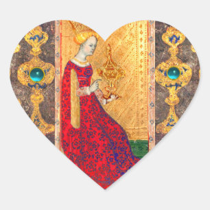 ANTIQUE RENAISSANCE TAROTS  / QUEEN OF CUPS HEART STICKER