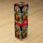 ANTIQUE RENAISSANCE TAROTS/ QUEEN OF CUPS MONOGRAM WINE GIFT BOX<br><div class="desc">Missing minor arcana Queen of Cups created and replaced by Bulgan Lumini (c) .Digital collage and painting inspired by Mediaeval tarots. This beautiful Visconti deck may be the oldest Tarot deck in existence. It is one of several hand-painted Italian decks that the Visconti family commissioned in the 15th Century.The surviving...</div>