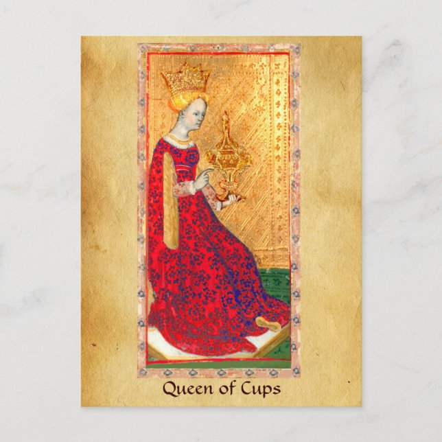 ANTIQUE RENAISSANCE TAROTS  / QUEEN OF CUPS POSTCARD (Front)