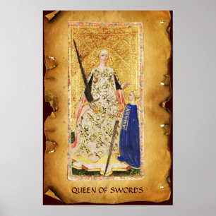 ANTIQUE RENAISSANCE TAROTS  / QUEEN OF SWORDS POSTER