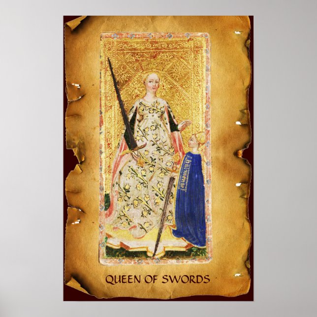ANTIQUE RENAISSANCE TAROTS  / QUEEN OF SWORDS POSTER (Front)