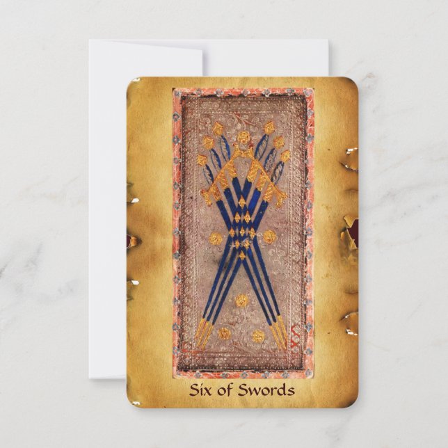 ANTIQUE RENAISSANCE TAROTS  / SIX OF SWORDS (Front)