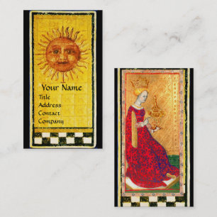 ANTIQUE RENAISSANCE TAROTS /SUN AND QUEEN OF CUPS BUSINESS CARD