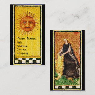 ANTIQUE RENAISSANCE TAROTS  SUN,FORTITUDE STRENGHT BUSINESS CARD