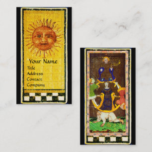 ANTIQUE RENAISSANCE TAROTS/ SUN & WHEEL OF FORTUNE BUSINESS CARD