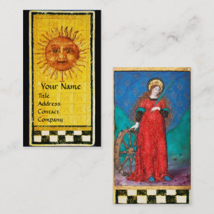 ANTIQUE RENAISSANCE TAROTS/ SUN & WHEEL OF FORTUNE BUSINESS CARD