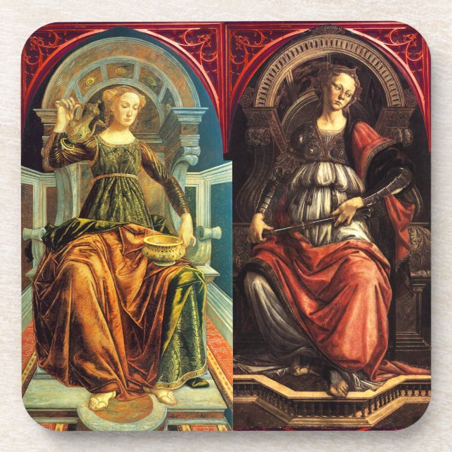 ANTIQUE RENAISSANCE TAROTS / TEMPERANCE -FORTITUDE COASTER (Front)