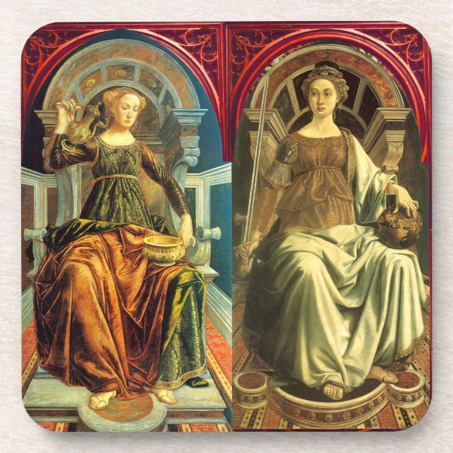 ANTIQUE RENAISSANCE TAROTS / TEMPERANCE -JUSTICE COASTER (Front)