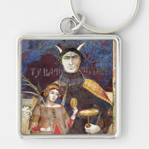 ANTIQUE RENAISSANCE TAROTS ,THE DEVIL AND CONCEIT KEY RING