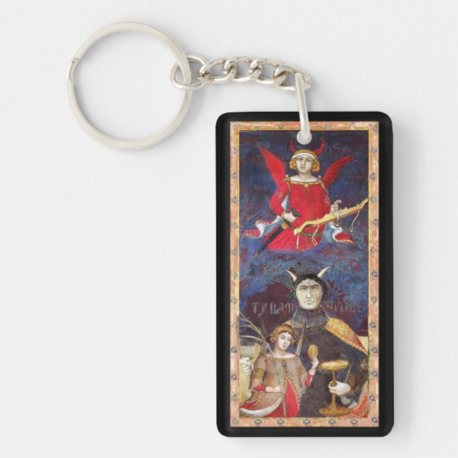 ANTIQUE RENAISSANCE TAROTS,THE DEVIL RUBY MONOGRAM KEY RING (Front)