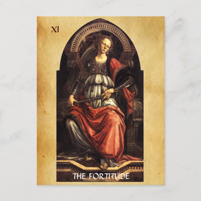 ANTIQUE RENAISSANCE TAROTS THE FORTITUDE- STRENGHT POSTCARD (Front)