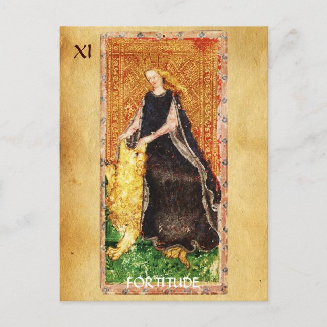 ANTIQUE RENAISSANCE TAROTS THE FORTITUDE- STRENGHT POSTCARD (Front)